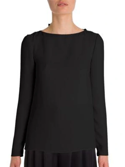 Shop Valentino Bow Cowl-back Silk Cady Top In Black