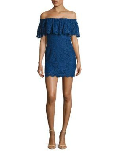 Shop Rachel Zoe Adelyn Off-the-shoulder Lace Dress In Lapis