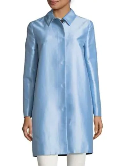 Shop Msgm Silk Blend Jacket In Light Blue