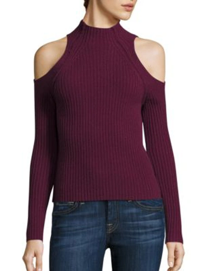 Shop 360cashmere Gianna Cold Shoulder Sweater In Syrah