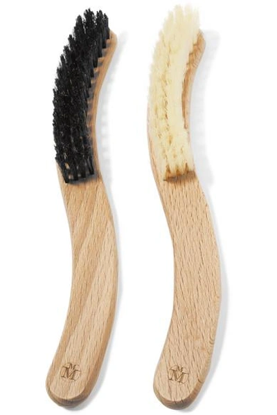 Shop Maison Michel Set Of Two Beechwood Hat Brushes In White