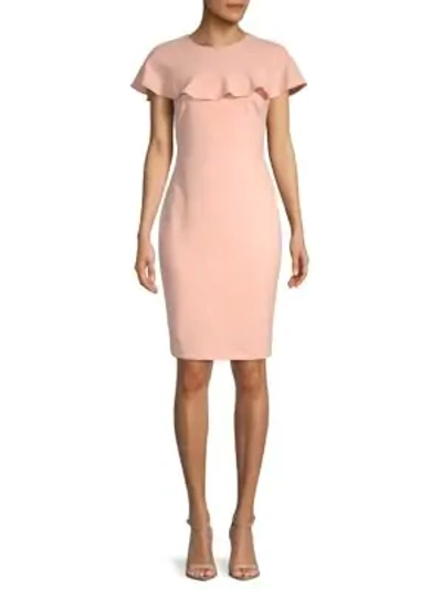 Shop Calvin Klein Ruffled Sheath Dress In Nectar