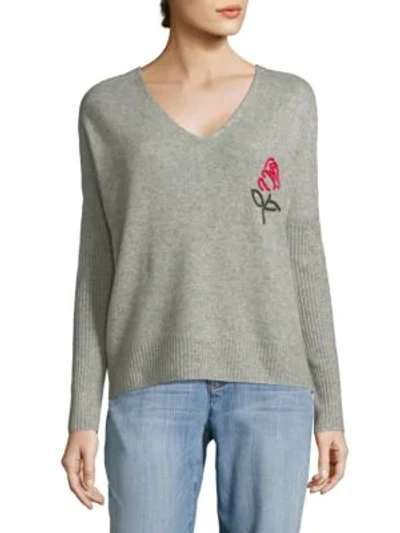 Shop Wildfox Cashmere Heart Sweater In Heather Grey