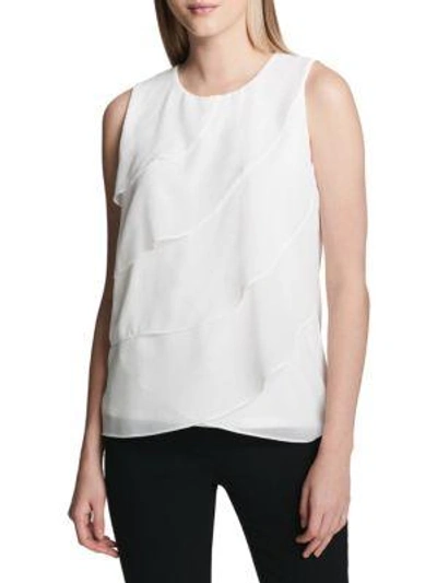 Shop Calvin Klein Ruffled-front Top In Soft White