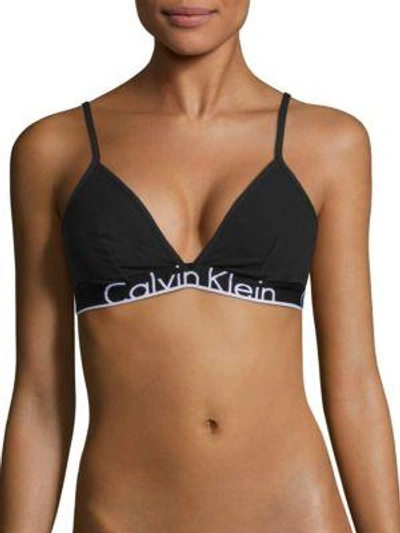 Shop Calvin Klein Ck Id Logo Triangle Bralette In Grey