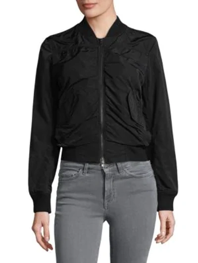 Shop Vince Women's Ruched Bomber Jacket In Black