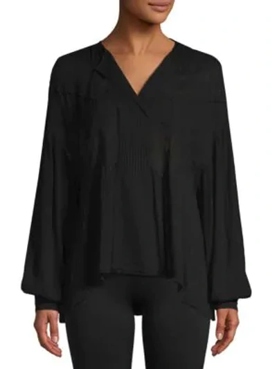 Shop Iro Yamy Lace Puff-sleeve Blouse In Black