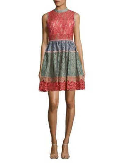 Shop Alexis Vedette Colorblock Lace Dress In Multi