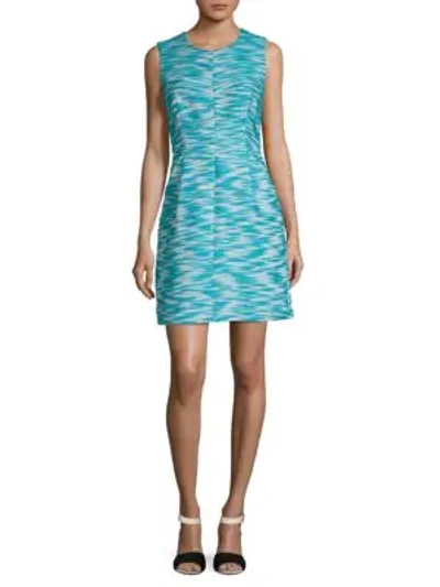 Shop Milly Abstract A-line Dress In Aqua