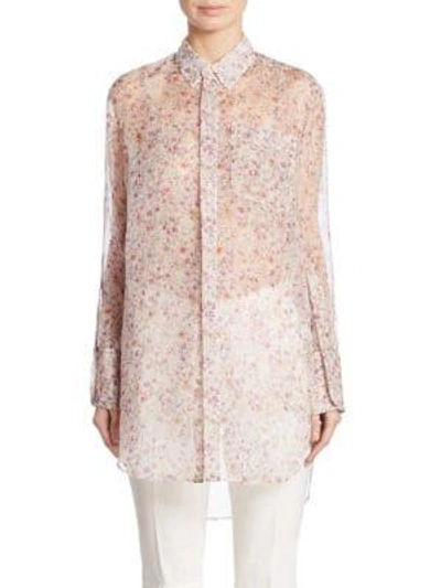 Shop Calvin Klein Kershaw Floral-print Silk Tunic In Brush Rose