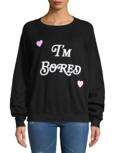 Shop Wildfox Im Bored Cotton Sweatshirt In Black