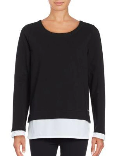 Shop Andrew Marc Mock Layer Pullover In Black