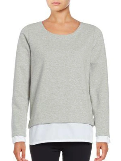 Shop Andrew Marc Mock Layer Pullover In Light Grey Heather