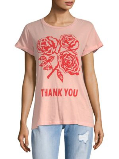 Shop Wildfox Graphic Thank You Cotton Tee In Pink