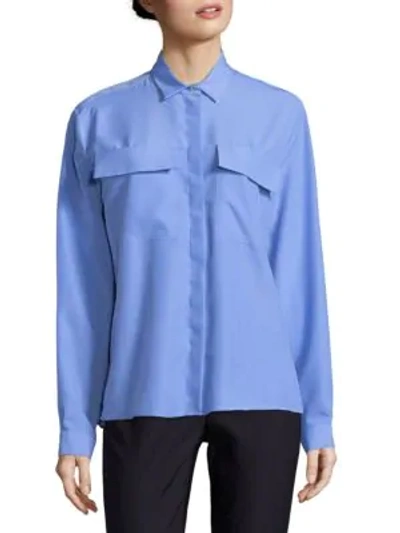 Shop Msgm Classic Button-down Shirt In Light Blue