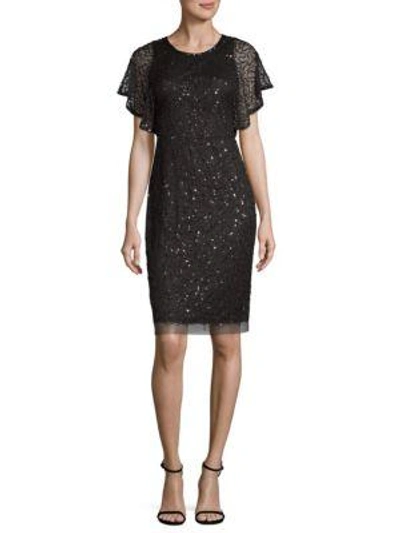 Shop Adrianna Papell Sequined Sheath Dress In Black