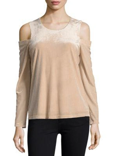 Shop Calvin Klein Sheer Stripe Cold-shoulder Top In Blush