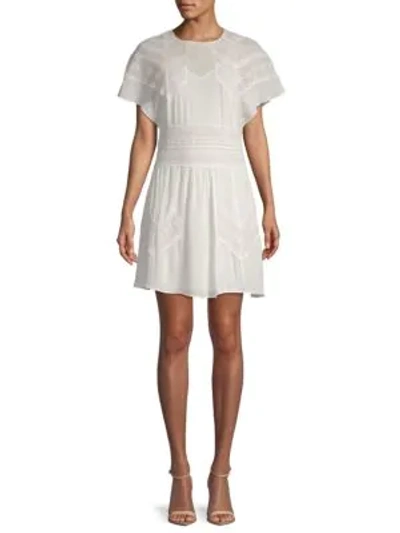 Shop Iro Vilda Short Kimono-sleeve Flare Dress In White