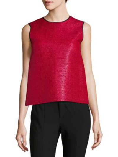 Shop Msgm Back Tie Tank Top In Red