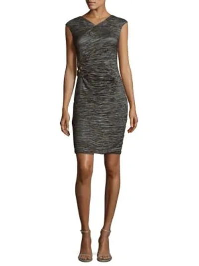 Shop Calvin Klein Embellished Sheath Dress In Steel