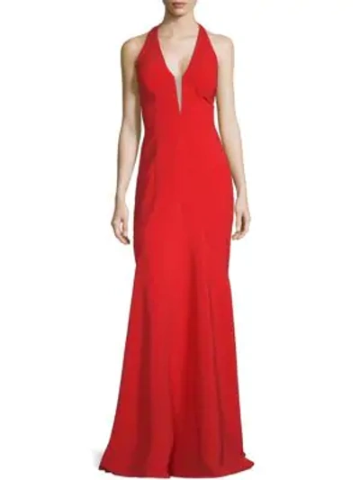 Shop Rene Ruiz V-neck Mermaid Gown In Red