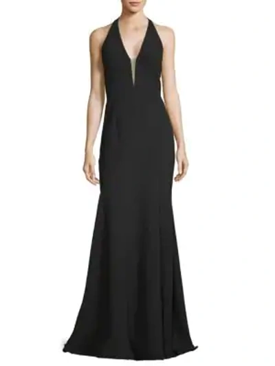 Shop Rene Ruiz V-neck Mermaid Gown In Black