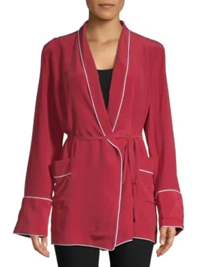 Shop Equipment Theron Silk Robe In Red Nouvea