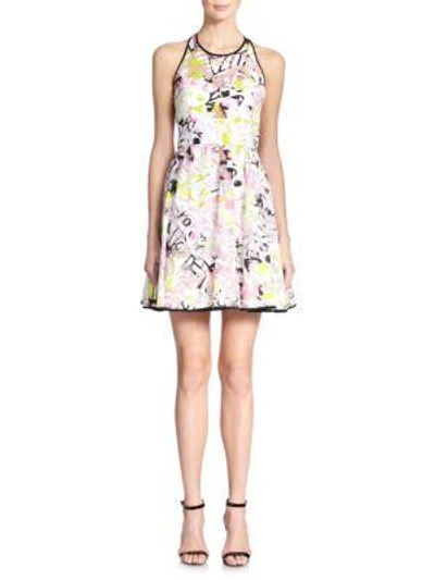 Shop Milly Surrealist Printed Fil Coupe Cutout Dress In Multi