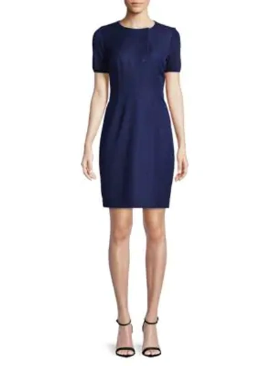 Shop T Tahari Himalia Button Front Dress In Navy