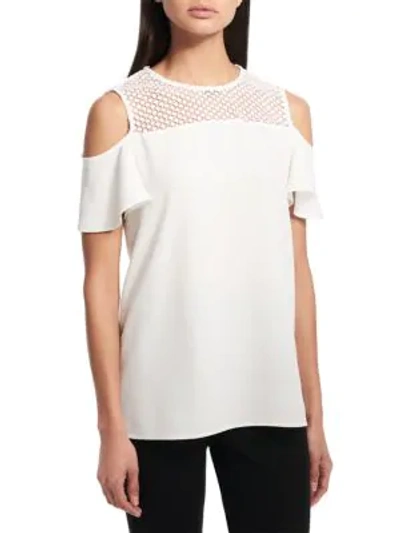 Shop Calvin Klein Cold Shoulder Top In Soft White