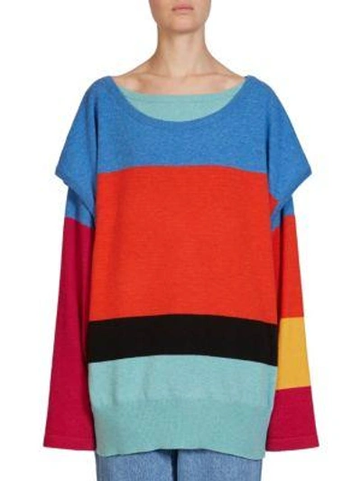Shop Loewe Layered Wool & Cashmere Sweater In Multi