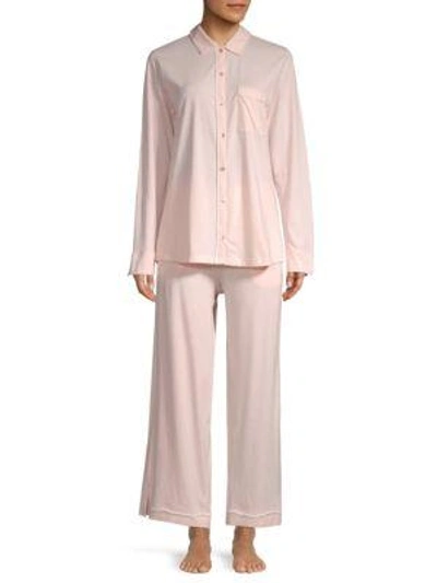 Shop Skin Pima Wide-leg Cotton Pajamas In Pearl Pink
