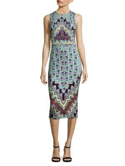 Shop Mara Hoffman Rug Printed Midi Dress In Turquoise