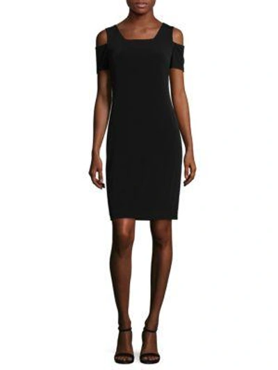 Shop Calvin Klein Cold-shoulder Sheath Dress In Black