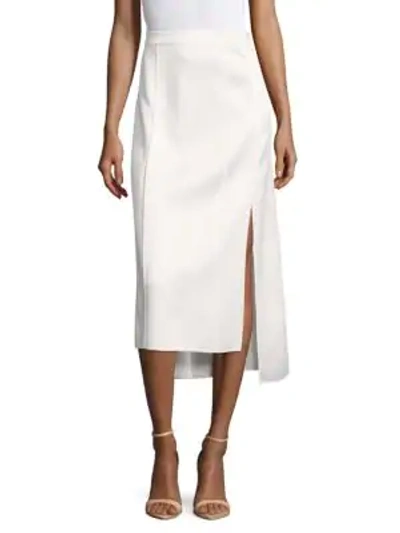 Shop Narciso Rodriguez Bonded Satin Skirt In Gesso