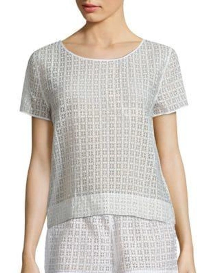 Shop Hanro Mathilde Short Sleeve Top In Off White