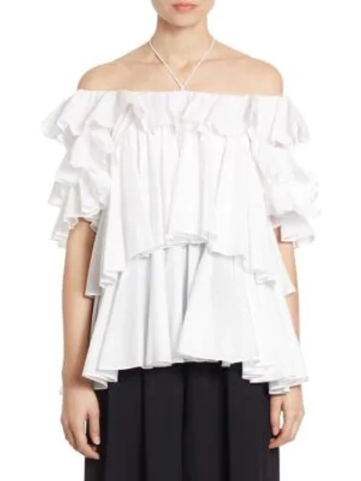 Shop Tome Cotton Tiered Blouse In White