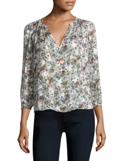 Shop Rebecca Taylor Ruby Floral-print Top In Cream Combo