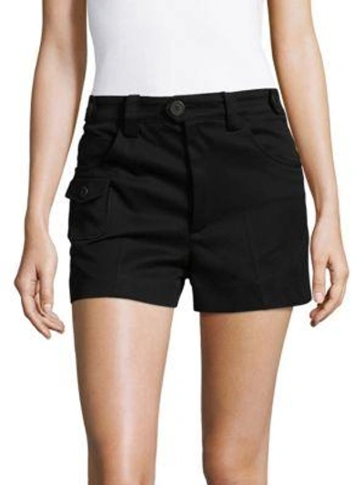 Shop Miu Miu Cotton Plain Shorts In Nero