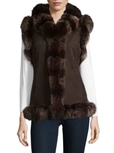 Shop Belle Fare Dyed Fox Fur Vest In Brown