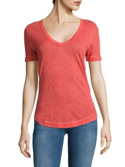 Shop Zadig & Voltaire Short-sleeve Heathered Top In Coral