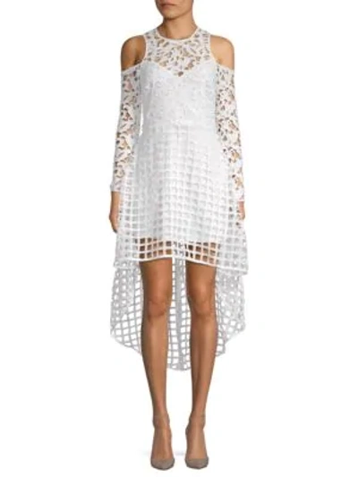 Shop Alexia Admor Lace Cold-shoulder Hi-lo Dress In White
