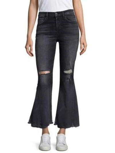 Shop 3x1 Higher Ground Distressed Crop Flare Jeans In Black