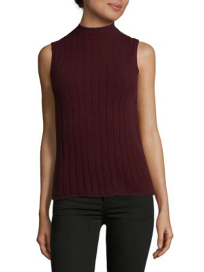 Shop Lafayette 148 Sleeveless Cashmere Top In Cabernet