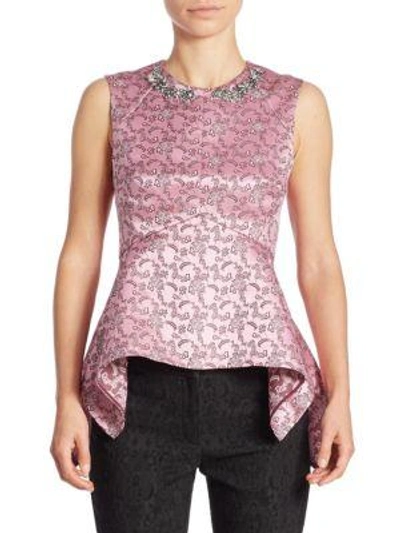 Shop Erdem Isla Beaded Peplum Top In Pink