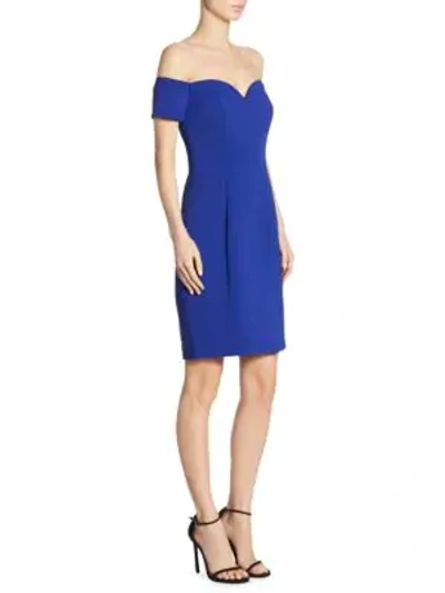 Shop Badgley Mischka Off-the-shoulder Sheath Dress In Electric Blue