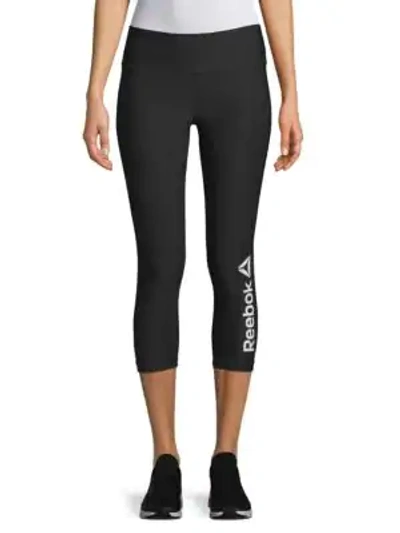 Shop Reebok Logo Capri Leggings In Black