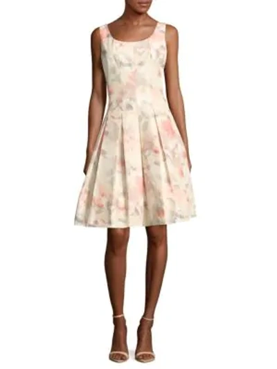 Shop Oscar De La Renta Silk-blend Box-pleated Dress In Light Pink