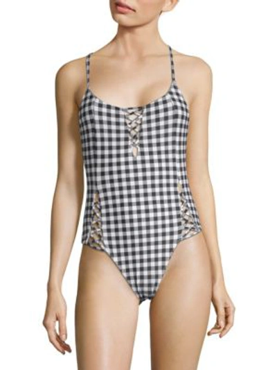 Shop 6 Shore Road One-piece Gingham Swimsuit In Black
