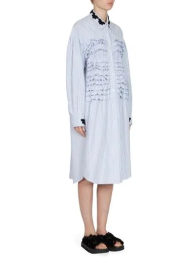 Shop Simone Rocha Striped Cotton Shirt Dress In Blue White
